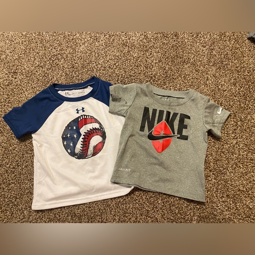 Under Armour Blue and White Short Sleeve Tee